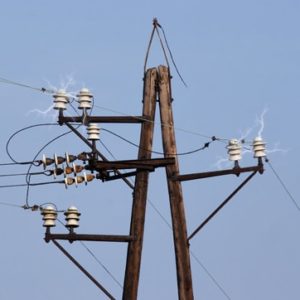 Power Pole with multiple electrical aerial lines