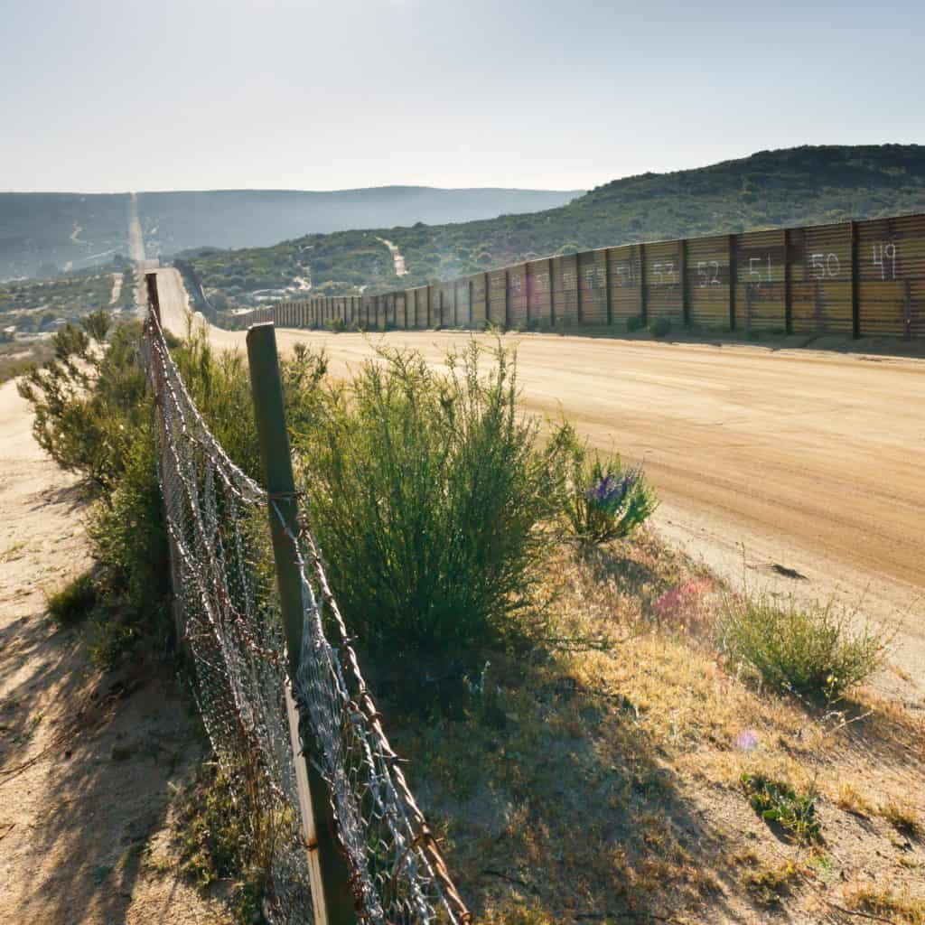Border fence in desert