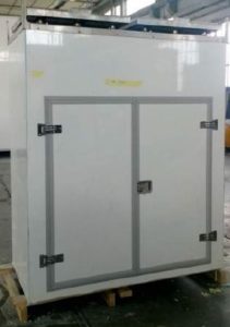 equipment cabinet with closed door