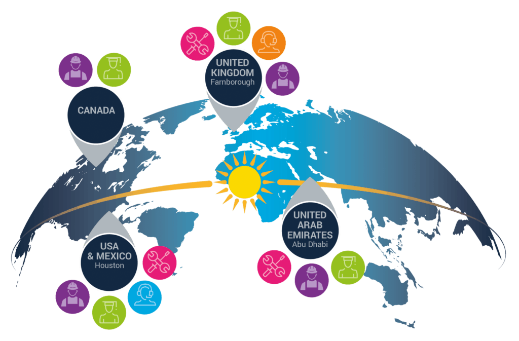 OptaSense Global fiber-optic monitoring system Support Services Map