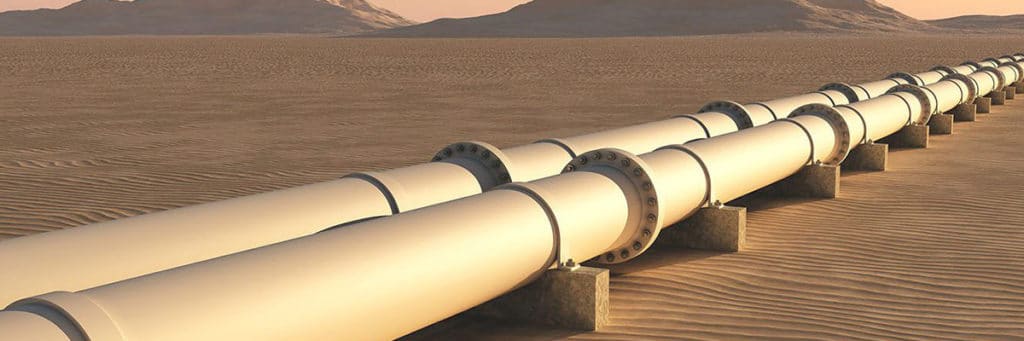 two pipelines crossing the dessert