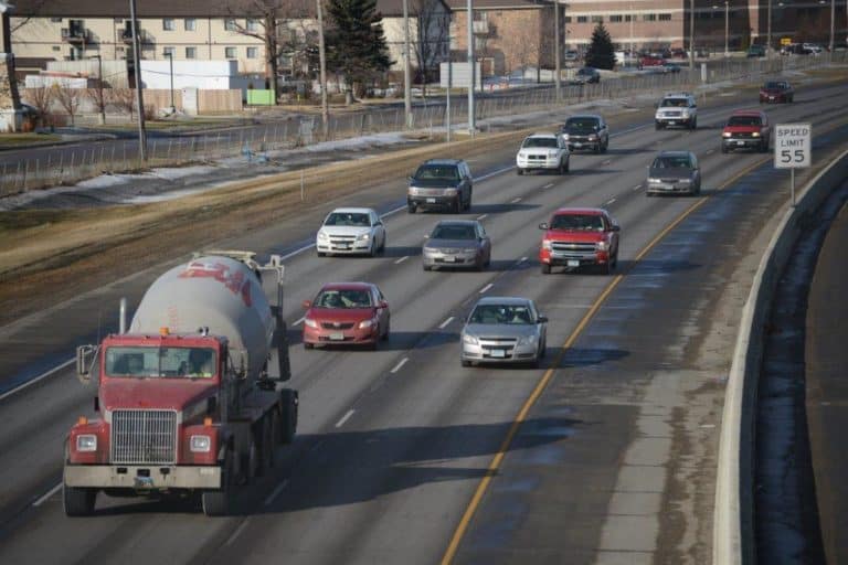 North Dakota highway traffic oncoming