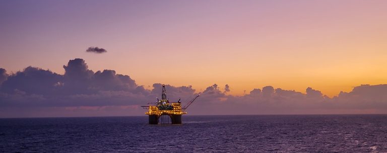 Offshore Rig at Sunset