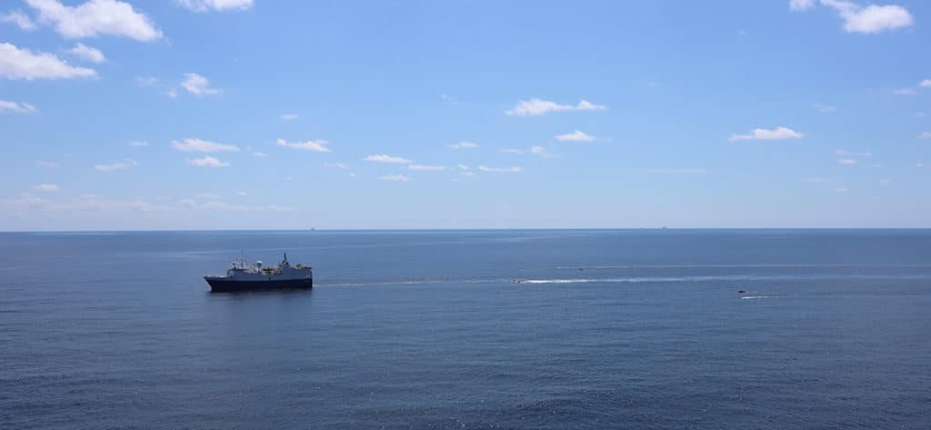 seismic source boat on ocean