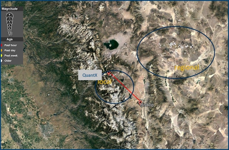 Satellite image Eastern Sierra range.