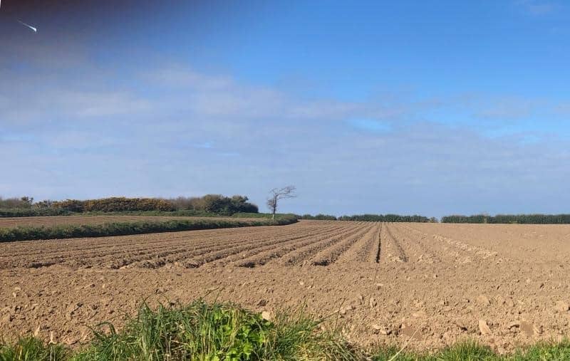 Photo of meteorite over English countryside.