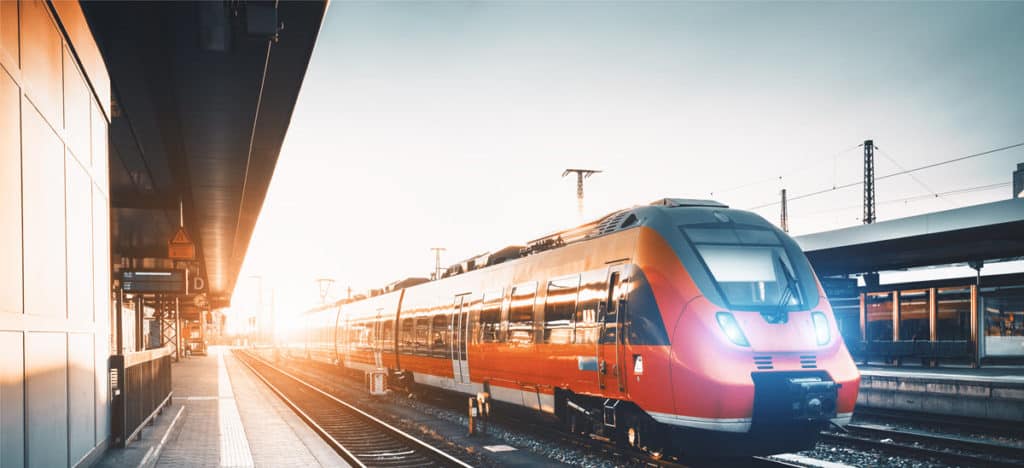 Commuter train in station